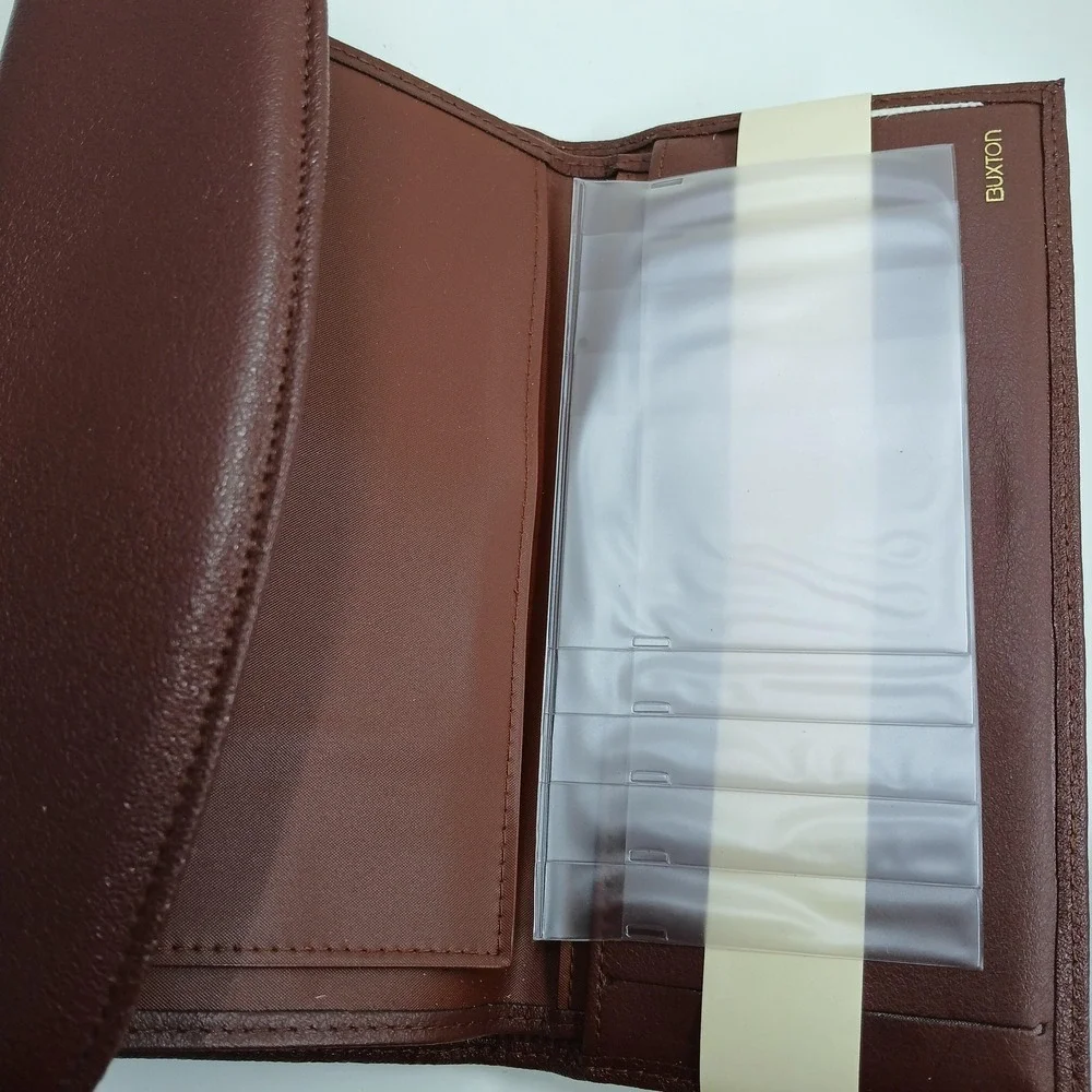 Buxton Leather‎ Wallet Checkclutch Womens One Size Brown CAL-Q Calculator New